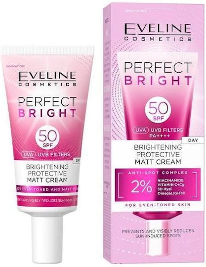 Eveline Perfect bright Κρέμα Προσώπου Ημέρας με SPF50 για Λάμψη με Βιταμίνη C & Νιασιναμίδη 30ml
