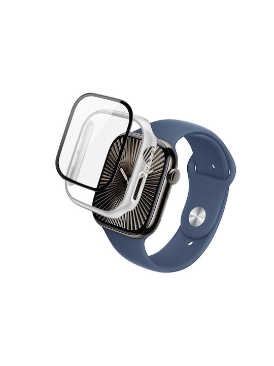 Apple Watch Serie 10/46 mm Imak Tragbare Hülle Schutzfolie Silber