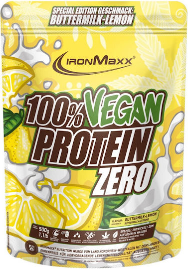 IronMaxx 100% Vegan Protein Zero Χωρίς Λακτόζη με Γεύση Buttermilk Lemon 500gr