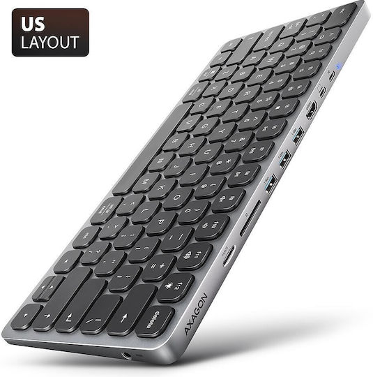 Axagon HMC-KB-US Wireless Keyboard Only English US Gray