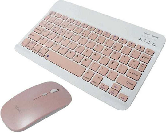 Aoas AS-110 Ασύρματο Bluetooth Σετ Πληκτρολόγιο & Ποντίκι Αγγλικό US Μπεζ