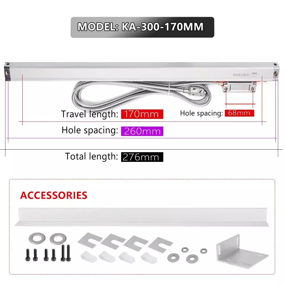 Optical Grating Ruler Sensor 0005mm Resolution Ttl Output Ka-300-170mm ...