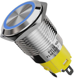 Flm16-fj-e-син Индустриален бутон Φ16mm 12v Син Осветление Kal Electronics