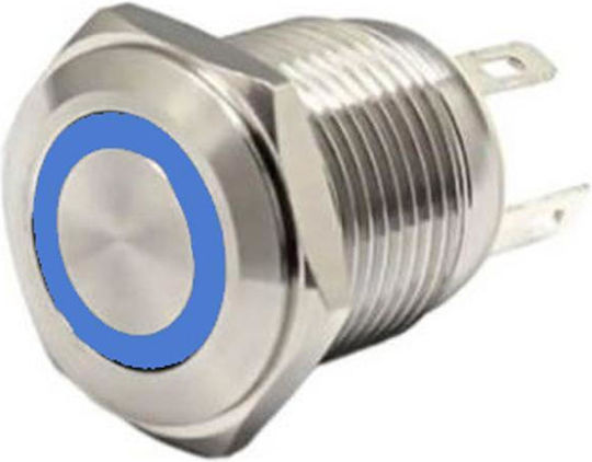 Flm16-fj-2-e-blue Μπουτον Φ16mm 12v Μπλε Φωτισμο Kal Electronics