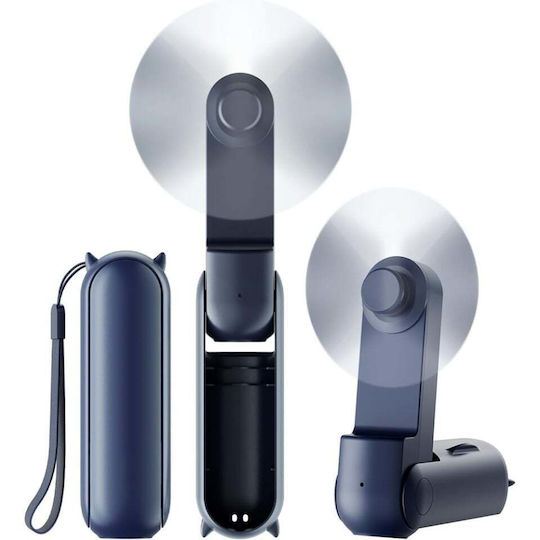 Ultra Portabil 3 În 1 Ventilator De Mână Birou Gât 3 Viteze Pliabil Baterie Portabilă 2000mah 20h Autonomie Skdr Airmini Albastru