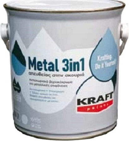 Kraft Metal 3in1 Μεταλλιζε Γυαλιστερο Πρασινο 0,75l Αντισκωριακο Βερνικοχρωμα Διαλυτου Απευθειας Στην Σκουρια