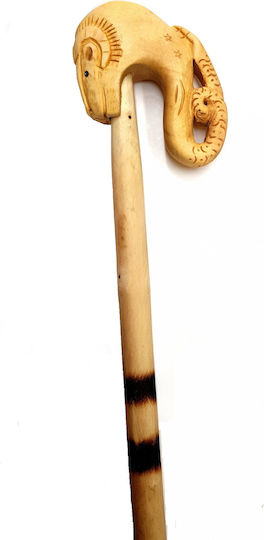 Wooden Art Wooden Walking Cane Carved Ram Snake 1.20m 1.50m 0599