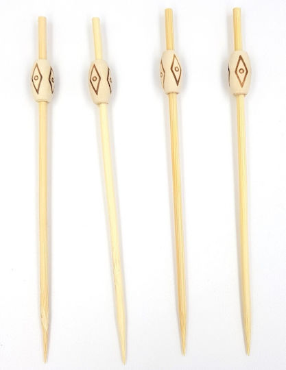 Bamboo Stick Ball White Embossed Design 12cm 100pcs B0412