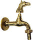 Novara Rubinetterie Decorative Outdoor Faucet Horse Gold Matte 1/2" Rotary 13252 Novara