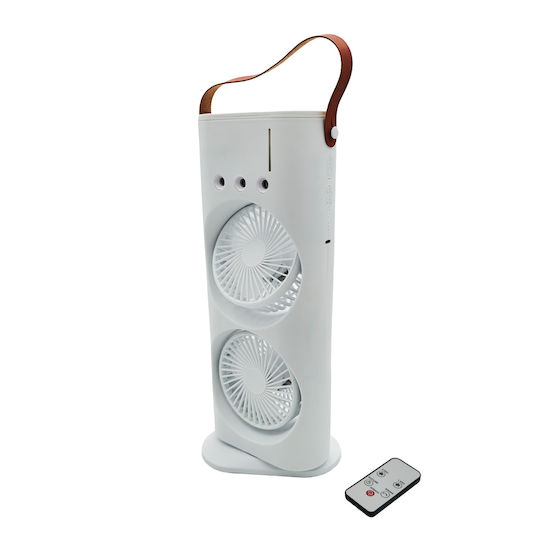 Uncle George Mini Fan USB Rechargeable with Water and Lighting 10W White