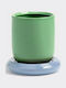 &Klevering Planter Ceramic Green 15x15x14.5cm.