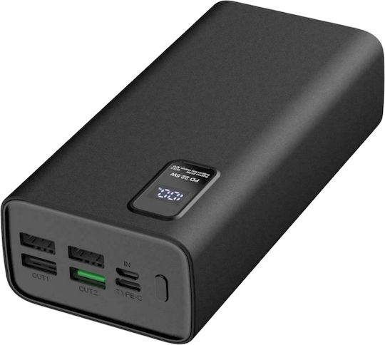 ET-Q8 Външна батерия 30000mAh 22.5W с 4 USB-A порта и USB-C порт със Захранване с висока мощност / Бързо зареждане, Черна