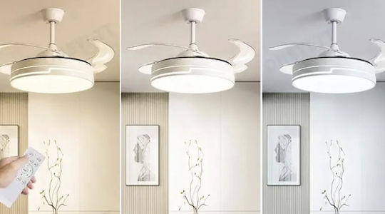 Ventilator De Tavan Cu Lumină Transparent / Alb