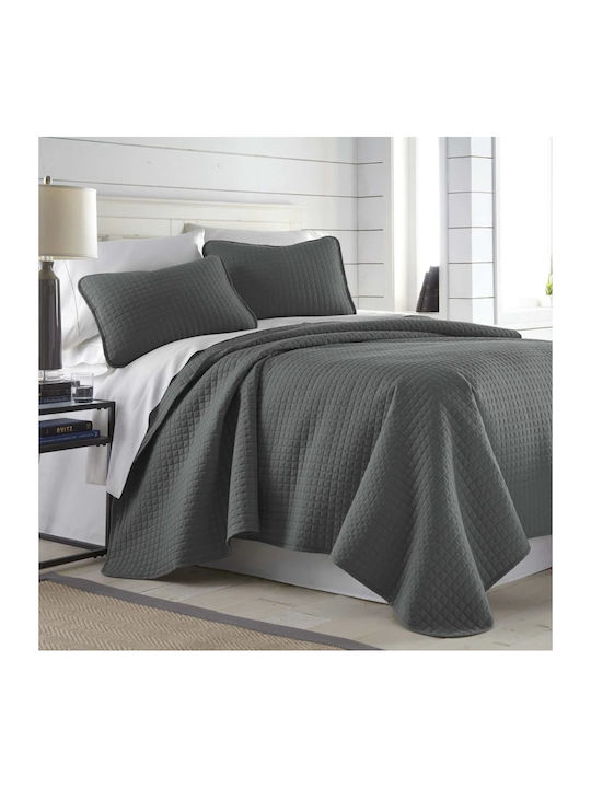Blanc de Blanc Coverlet Queen Size Microfiber Grey 230x250cm
