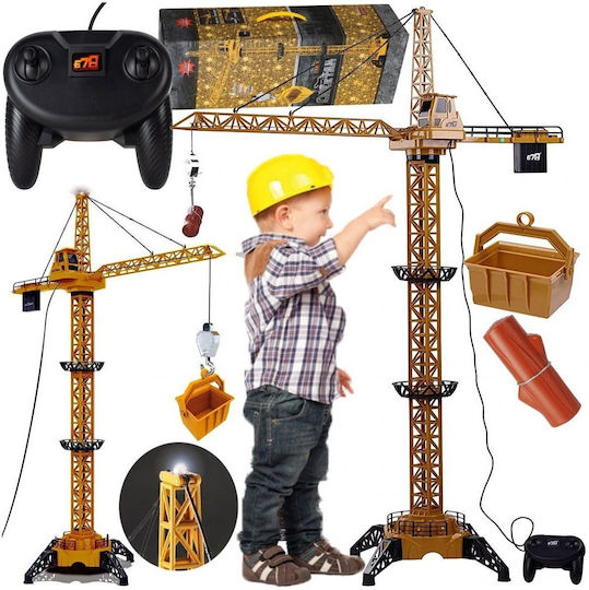Remote Control Toy Crane Τηλεκατευθυνόμενο Δομικό Όχημα Κίτρινο