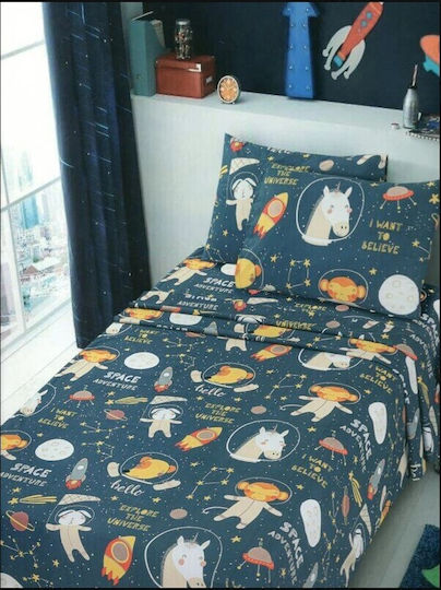 Детско Единично Одеяло Space Тъмносиньо 160x240см