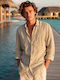 Long-sleeved Linen Shirt Beige