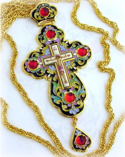 Episcopal Clerical Cross Enamel 17 x 7.5cm