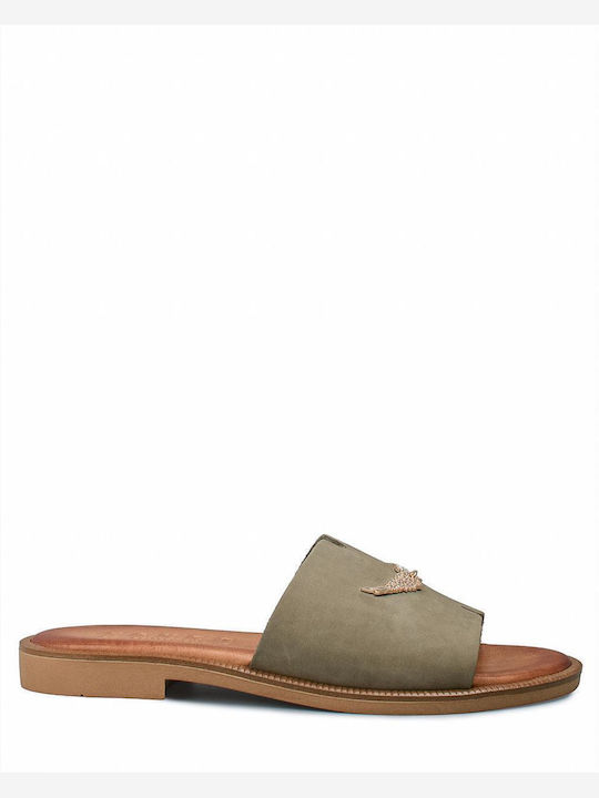 Women's Flat Sandals in Green Color