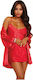 Dreamgirl Charmeuse Short Length Kimono Robe Red