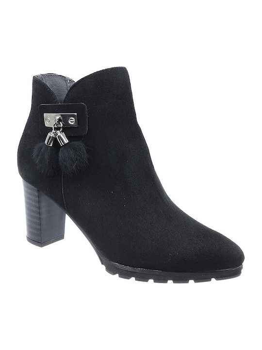 Leder Stiefeletten Damen Schwarz
