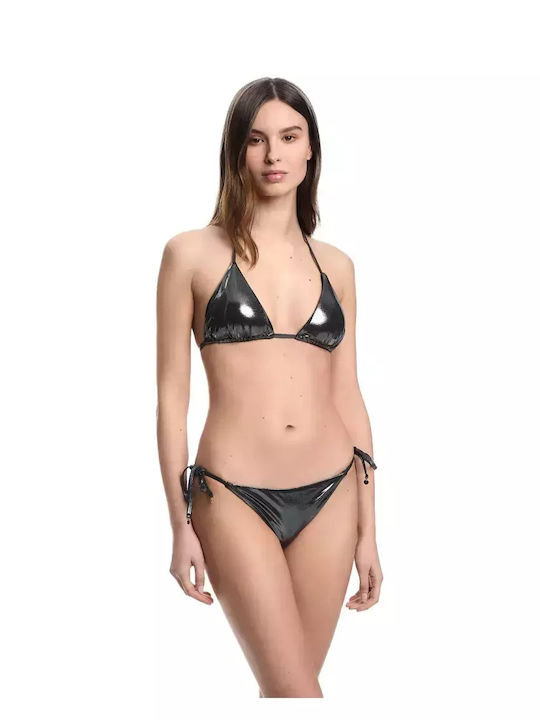 Set Bikini Τριγωνάκι Πουά Black Micro Foil Dot