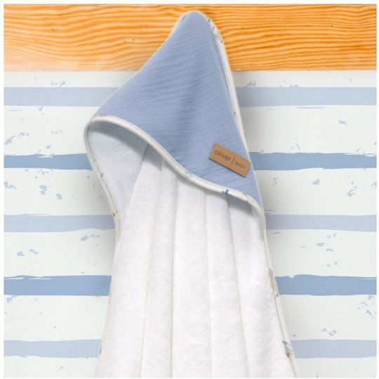 Baby Oliver Baby Hooded Bath Towel White 75x75cm