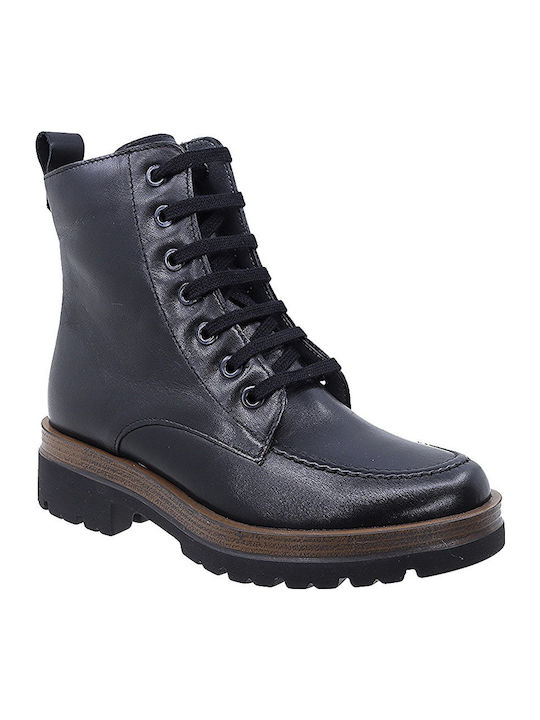 Leder Stiefeletten Damen Schwarz