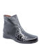 Leder Stiefeletten Damen Schwarz