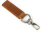 Leather Keychain Hoop & Hook Brown 105mm 1pc