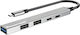 Powertech Hub 5 Porturi USB 3.2 Cu Conectare USB-C Gri
