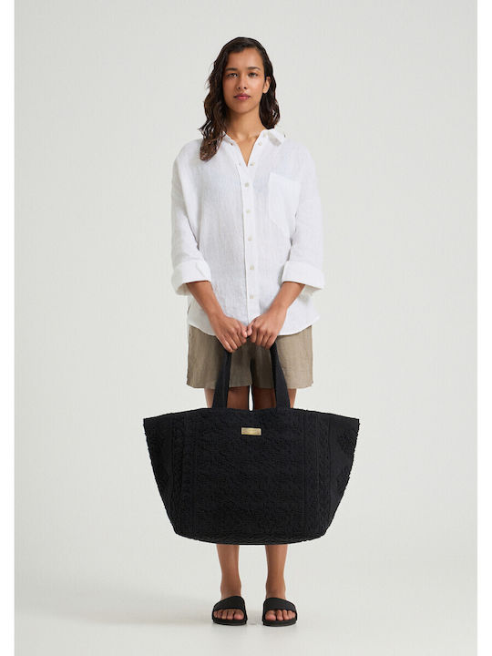 Hermosa Stoff Damenhandtasche Tote Hand Schwarz