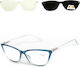 Alpin Clip On Women Reading Glasses +2.00 with Magnet in Blue Colour