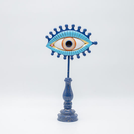 Estheti Home Tischdekoration Auge Form Polyresin Blau Goldene Details 16x6.5x30cm 819-00806 Estheti Home Tischdekoration Auge Form Polyresin Blau Goldene Details 16x6.5x30cm 819-00806