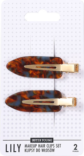 Sister Young Lily Makeup Hair Clips Set Blue Coffee 2 Τεμάχια
