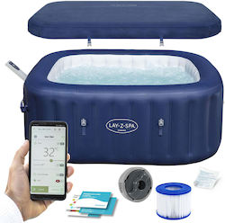 Bestway Square Inflatable Swimming Pool with Hydromassage Blue