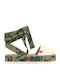 Leder Flache Sandalen für Damen Flatforms in Beige Farbe