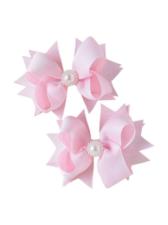 TakTakBaby Set of Kids Hair Clips with Rubber Band Multicolour in Pink Color 2pcs
