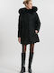 Women's Long Lifestyle Jacket for Winter with Hood Black