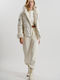 Women's Short Lifestyle Jacket Waterproof and Windproof for Winter with Hood Beige