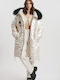 Women's Lifestyle Jacket Waterproof and Windproof for Winter with Hood Beige