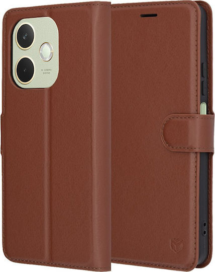 Techsuit Folio Brieftasche Leder / Silikon Braun (Oppo A5 Pro)