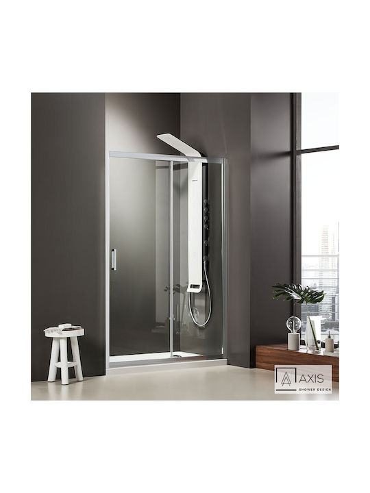 Shower Door 140cm 137-141x185cm 6mm Glass Clean Glass 1 Fixed & 1 Sliding Panel Axis Slider 1+1 Slx140c-100