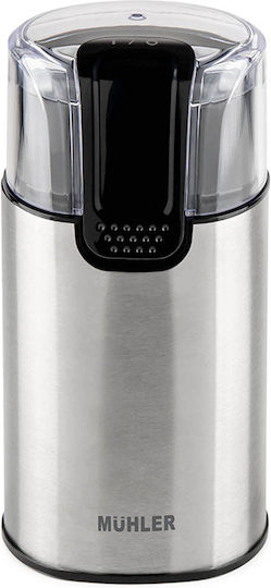 Muhler Elektrischer Kaffeemühle 150W mit einer Kapazität von 60gr Silber