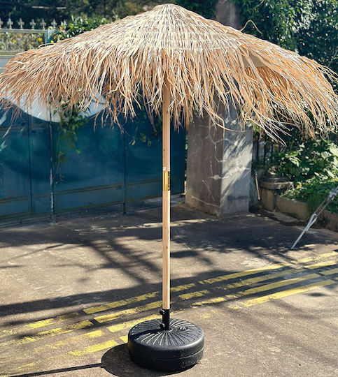 Professionell Garten & Terrassen Sonnenschirm Bodenständer Rund Geflecht Holz Beige Ø2m