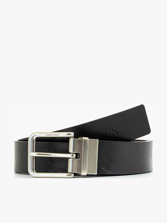 Men's Belt Leather Knitted Black