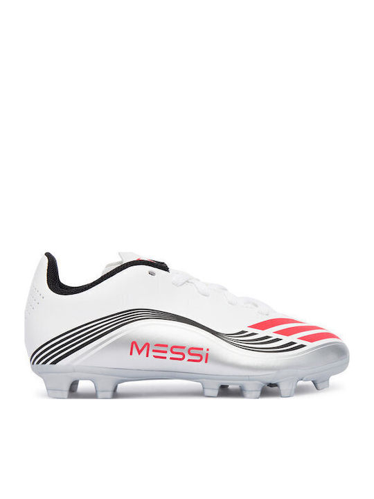 F50 Messi Club Kids Molded Soccer Shoes Cloud White / Lucid Red / Silver Metallic