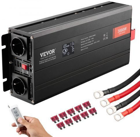 Vevor Car Inverter Pure Sinewave 3000W to Converter 12V DC in 230V AC