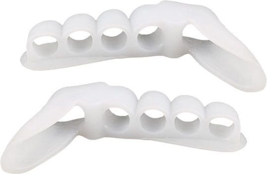 Set 2 Bucăți Protectoare pentru Bătături Separator 5 Degete Silicon Alb