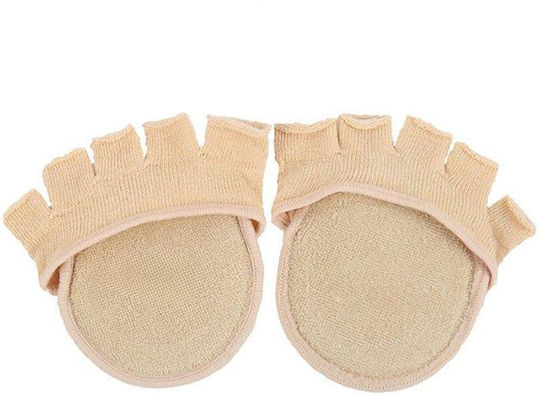 Set 2 Protectoare Pentru Tălpi Prevenire Bătături Burete Decupat Pentru Degete Material Textil Bej